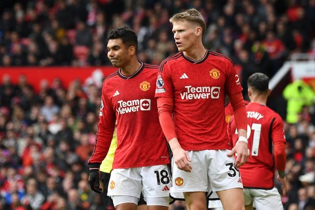 Ekspresi pemain Manchester United saat melawan Burnley di Premier League 2023/2024, Sabtu (27/4/2024) malam WIB. (c) AP Photo/Rui Vieira